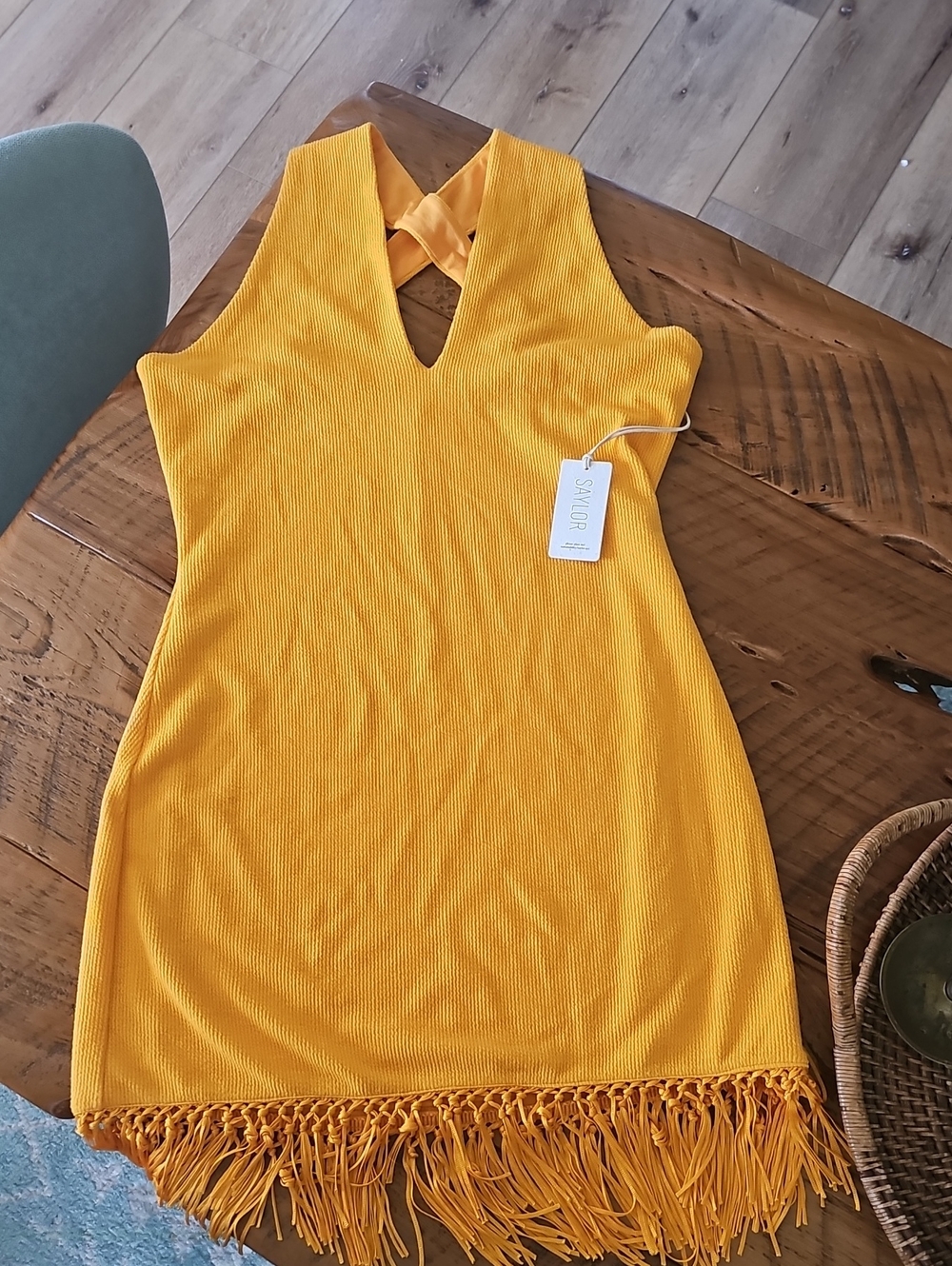 SAYLOR Leyna Orange Fringe Mini NWT